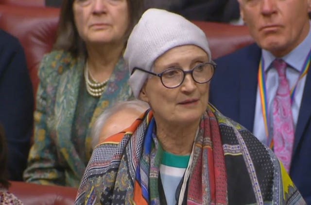 Dame Tessa Jowell speaking in the House of Lords (PA)