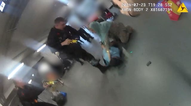 Video grab image from police body worn camera of footage of the alleged assault