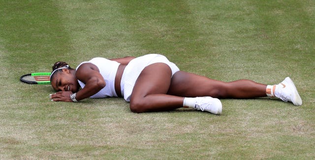 Serena Williams took a tumble during the match on Centre Court