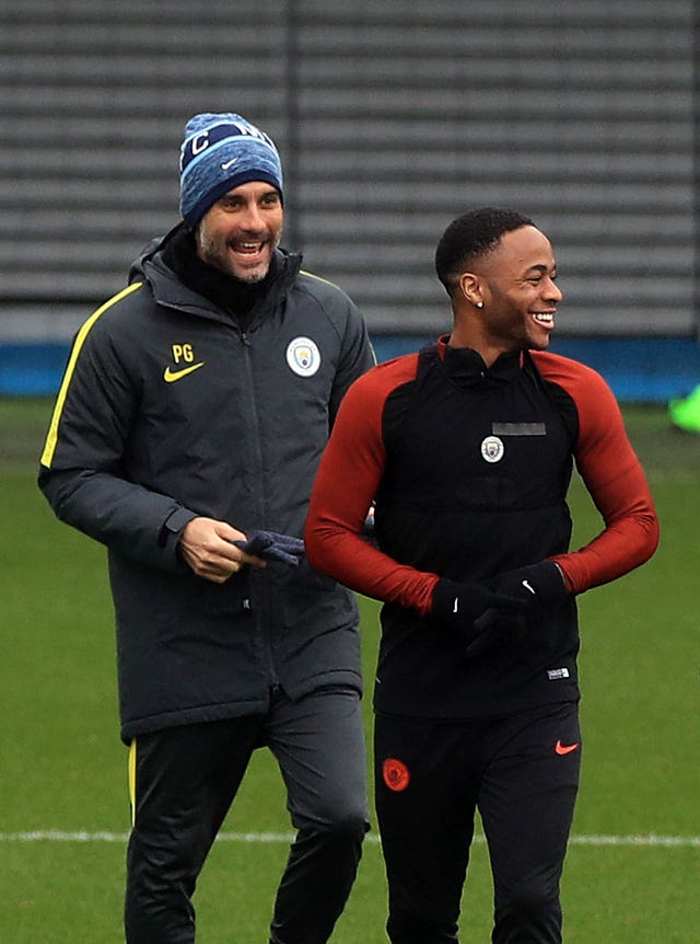 Guardiola (left) will allow the likes of Sterling (right) some time away from the training ground next week