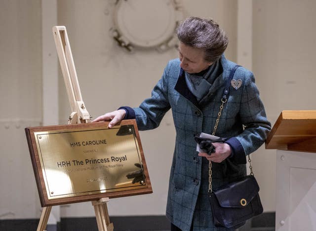 Princess Royal visit to HMS Caroline