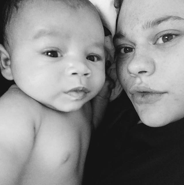 Emma Blood with her son