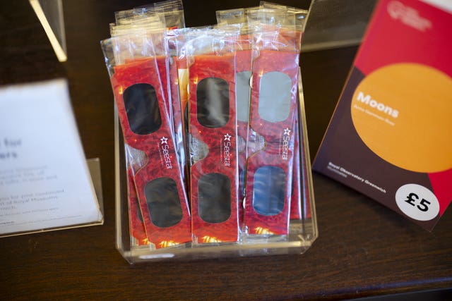 Celestron solar eclipse glasses on sale at the Royal Observatory Greenwich, south-east London, ahead of the solar eclipse on August 12