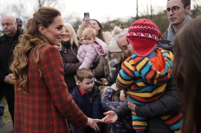 The Princess of Wales meeting wellwishers during a visit to Hiut Denim