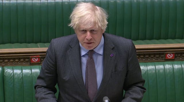 Boris Johnson speaks during Prime Minister’s Questions