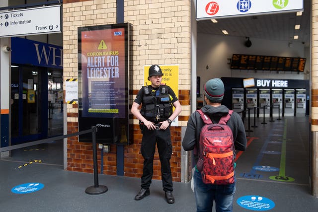 Police conduct spot checks on passengers at Leicester Railway Station