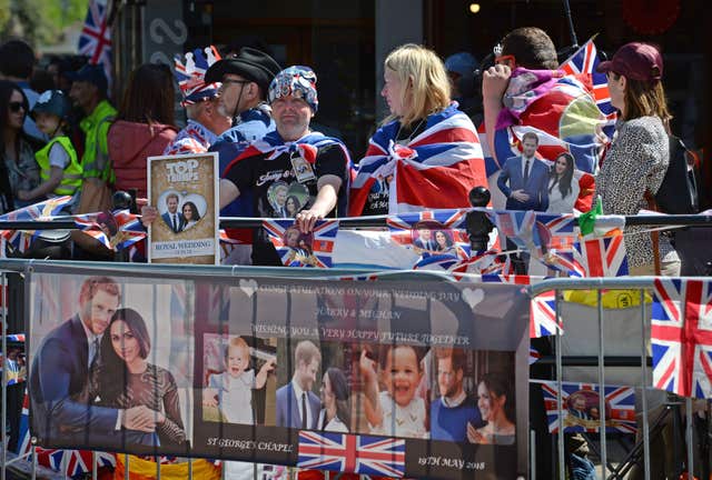 Roads around Windsor were closed as wellwishers basked beneath blue skies and beaming sunshine (Kirsty O'Connor/PA)