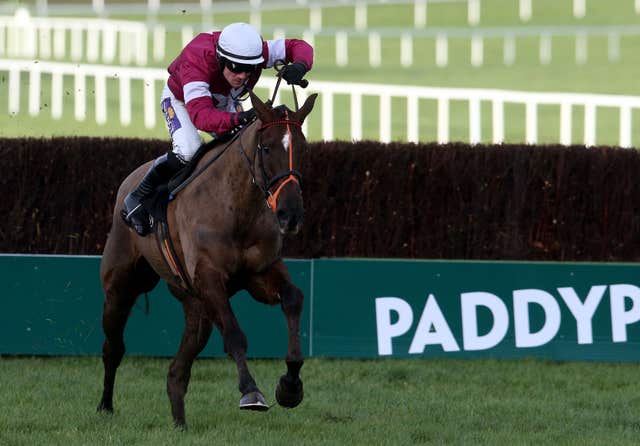 Last Instalment clears the last on his way to winning the Hennessy Gold Cup at Leopardstown in 2014