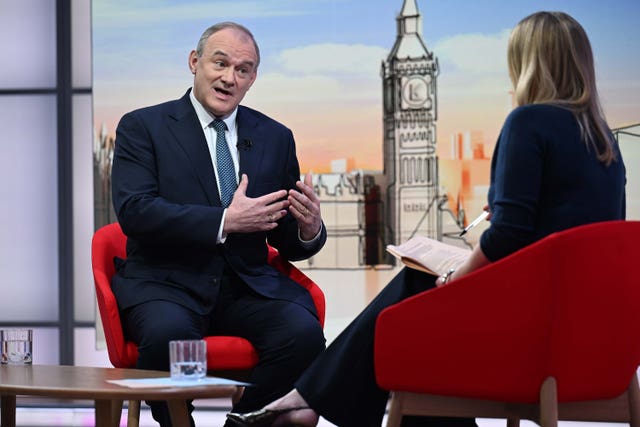 Sir Ed Davey speaking to Laura Kuenssberg