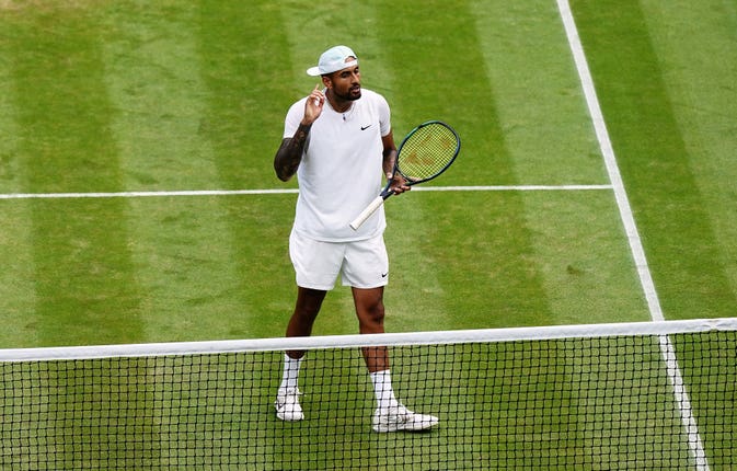Nick Kyrgios won in five sets on Centre Court