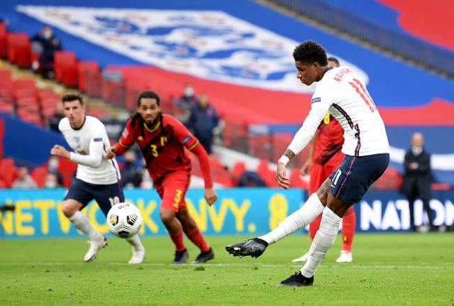 Marcus Rashford scored from the penalty spot as England came from behind to win the last Nations League meeting.