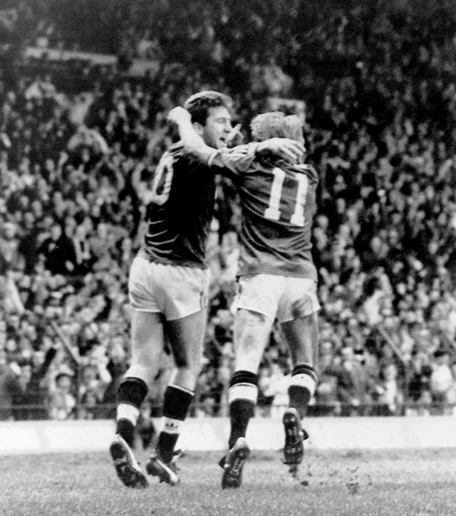 Manchester United's Norman Whiteside celebrates scoring the opening goal in the 1988 FA Cup Fourth Round against Chelsea 
