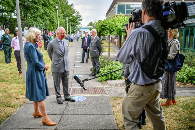 Charles and Camilla conduct a socially-distanced TV interview