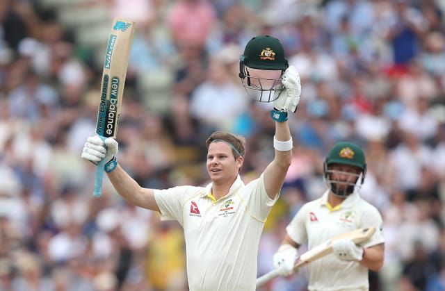 Steve Smith celebrates his second century of the first Test as Australia take charge at Edgbaston 