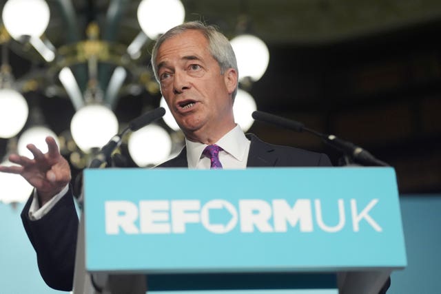 Nigel Farage during a press conference