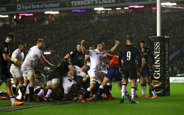 Ellis Genge scores the only try as England defied the treacherous conditions brought to Murrayfield by Storm Ciara to edge Scotland 13-6