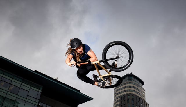 Charlotte Worthington goes for Team GB in the women's BMX freestyle 