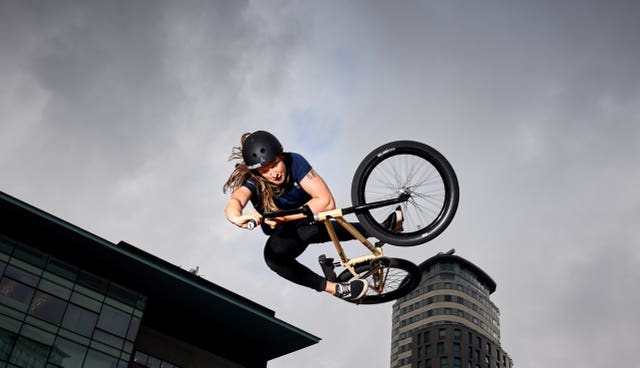 Charlotte Worthington goes for Team GB in the women's BMX freestyle