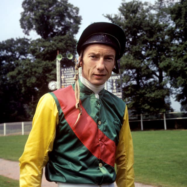 Lester Piggott in the colours of Nijinsky, one of his eight St Leger winners