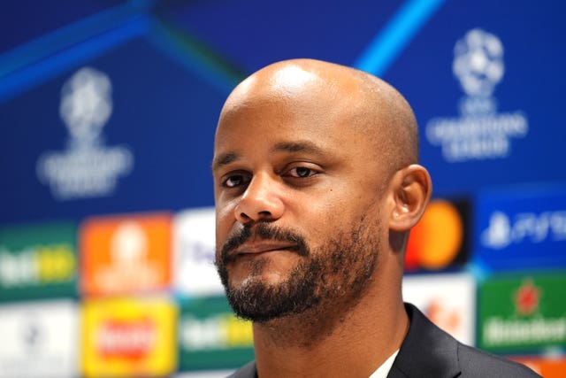 Bayern Munich head coach Vincent Kompany during a press conference at the Emirates Stadium in London.