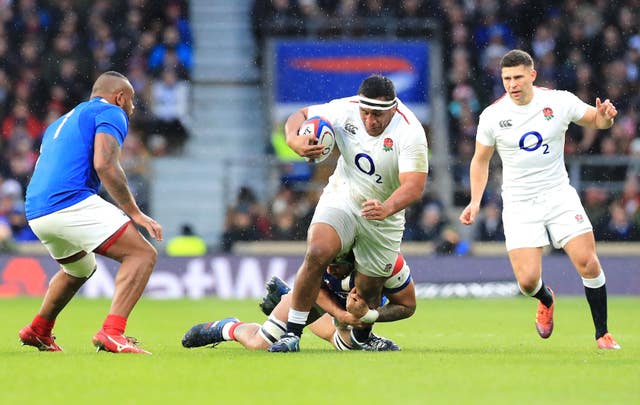 Mako Vunipola, centre, will not play any further part in the Six Nations