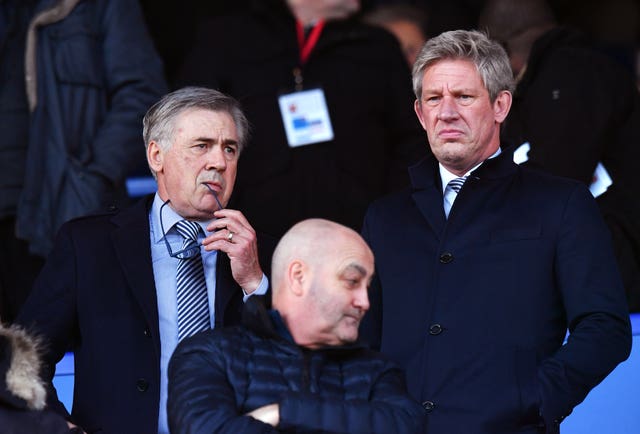 Everton's director of football Marcel Brands (right) has to work closely with manager Carlo Ancelotti to get the club's transfer strategy back on track