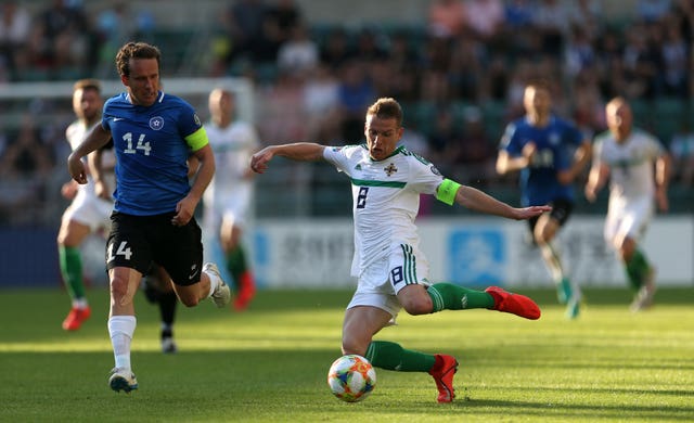 Estonia goalscorer Konstantin Vassiljev, left
