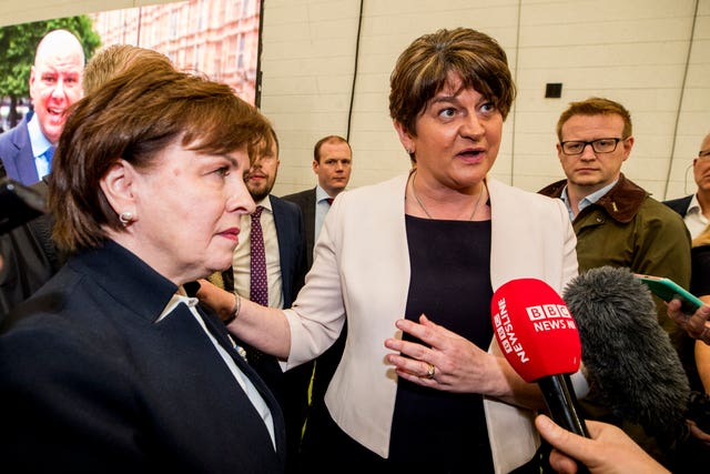DUP leader Arlene Foster, right, with DUP MEP Diane Dodds