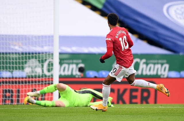 Marcus Rashford scoring the game's first goal