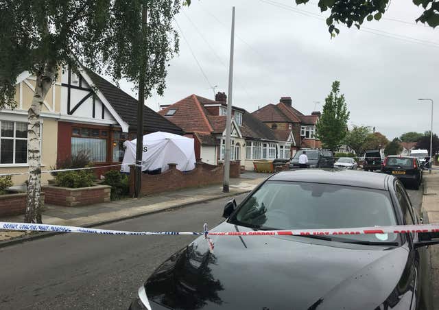 The scene in Ashmour Gardens, Romford (Thomas Hornall/PA)