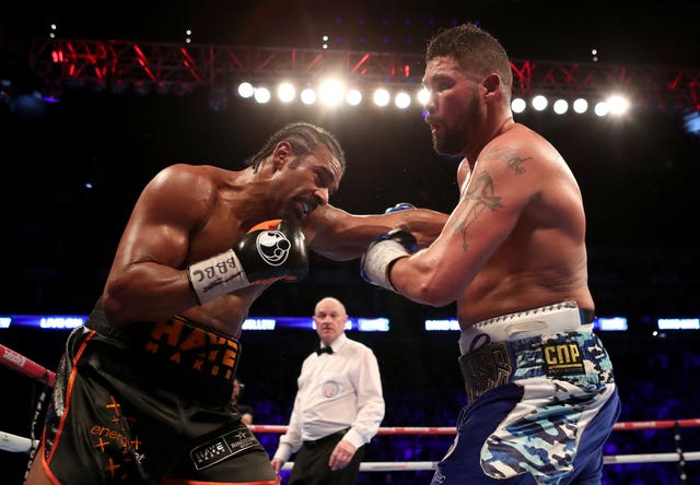 David Haye and Tony Bellew battle it out again at the O2 Arena in London next Saturday