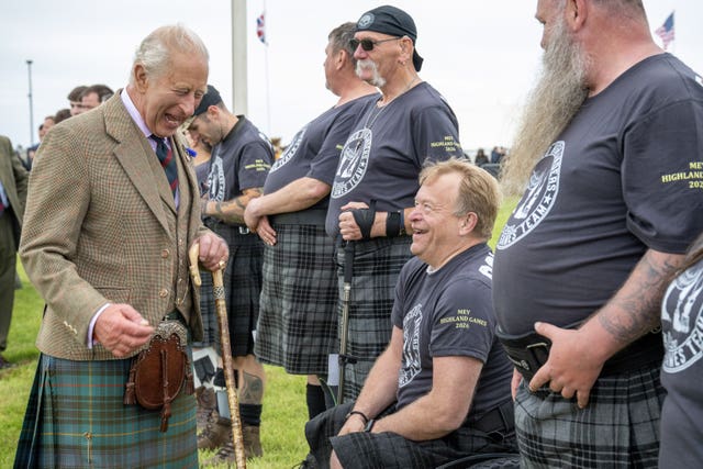 The King meeting competitors at the Mey Highland Games