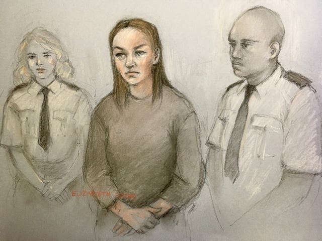 Court artist sketch of Olga Freeman