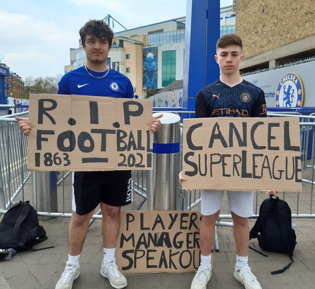 Fans protested against the European Super League last month