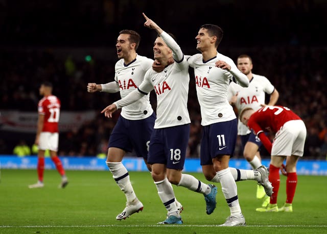 Giovani Lo Celso, centre, celebrates his early opener