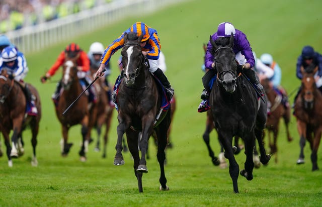 Auguste Rodin (left) wore down subsequent Champion Stakes winner King Of Steel in the Derby
