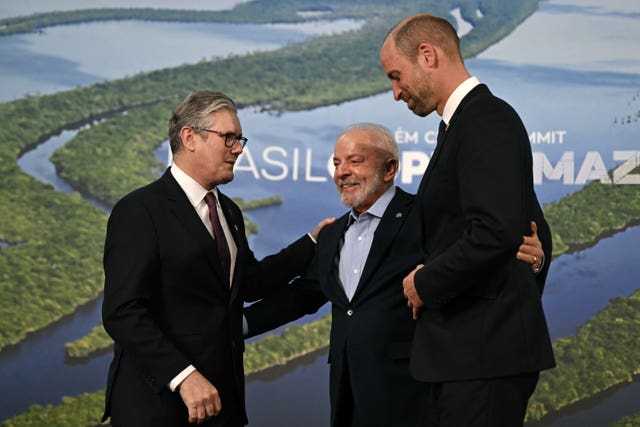 Prime Minister Sir Keir Starmer, President of Brazil Luiz Inacio Lula da Silva and the Prince of Wales at the Cop30 summit in Belem, Brazil