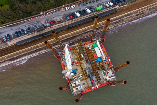Repairs under way at Dawlish