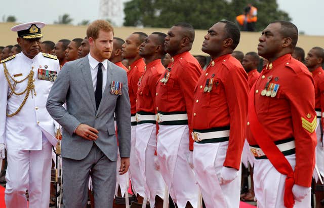 Harry inspects the guard of honour