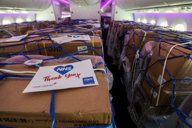 Cargo on the Virgin Atlantic charter flight which landed at Heathrow