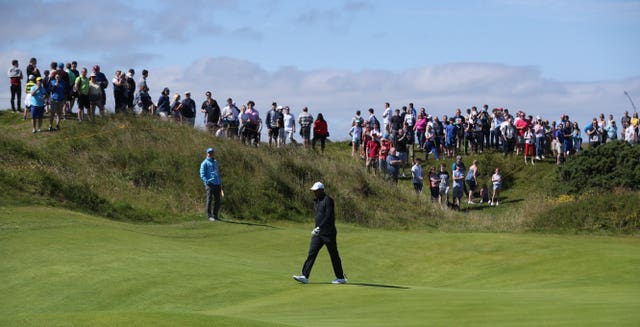 Tiger Woods played a practice round at Royal Portrush on Sunday ahead of the Open Championship