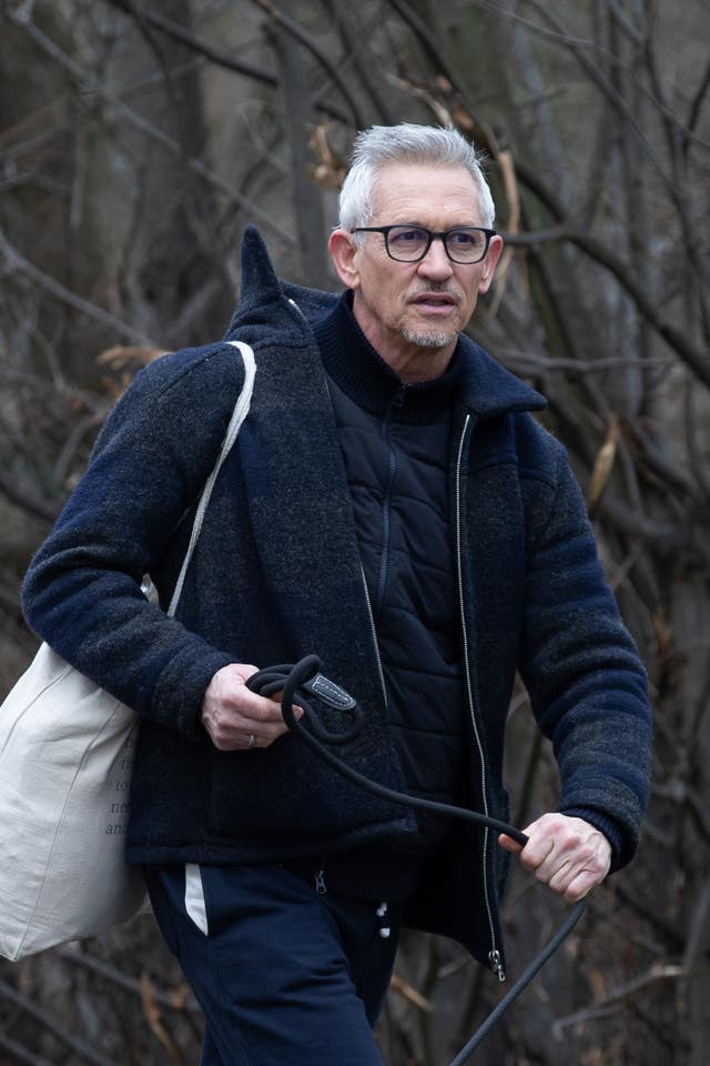Gary Lineker outside his home in London