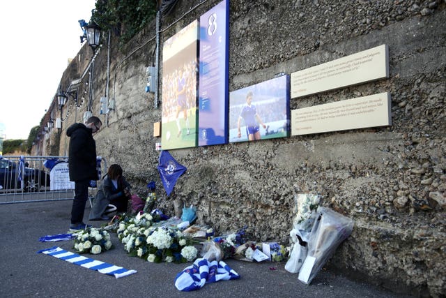 Tributes for Ray Wilkins have been left outside Stamford Bridge 