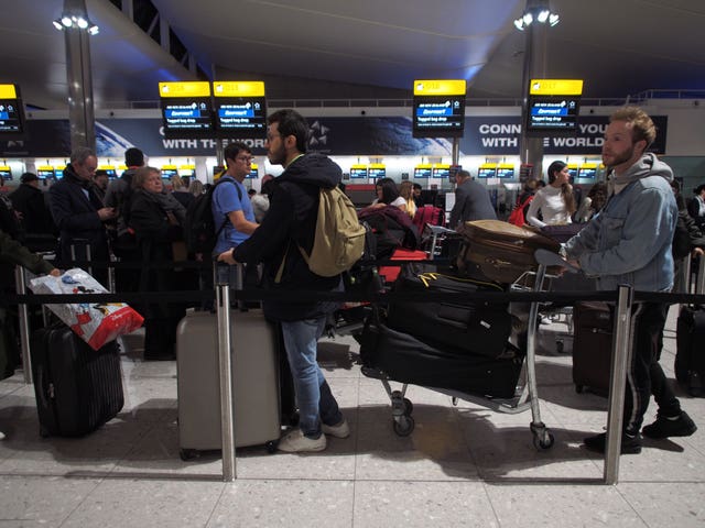Passengers waiting at Heathrow