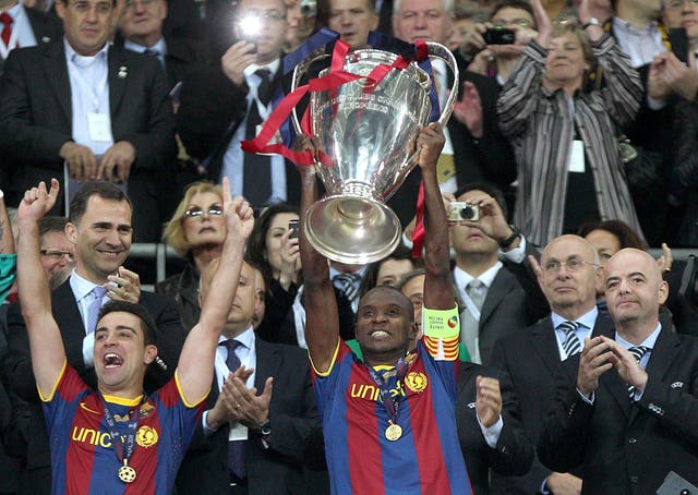 Eric Abidal lifts the Champions League