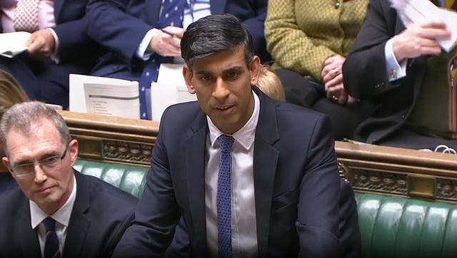 Prime Minister Rishi Sunak speaks during Prime Minister鈥檚 Questions in the House of Commons