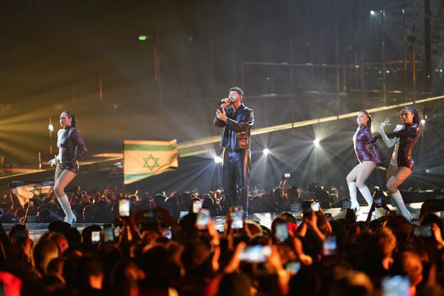 Noam Bettan representing Israel, performs the song Michelle during the grand final for the Eurovision Song Contest in the Wiener Stadthalle in Vienna, Austria