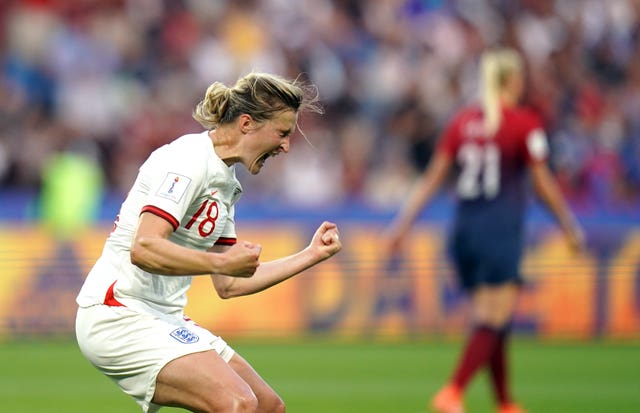 White celebrates scoring England's second against Norway