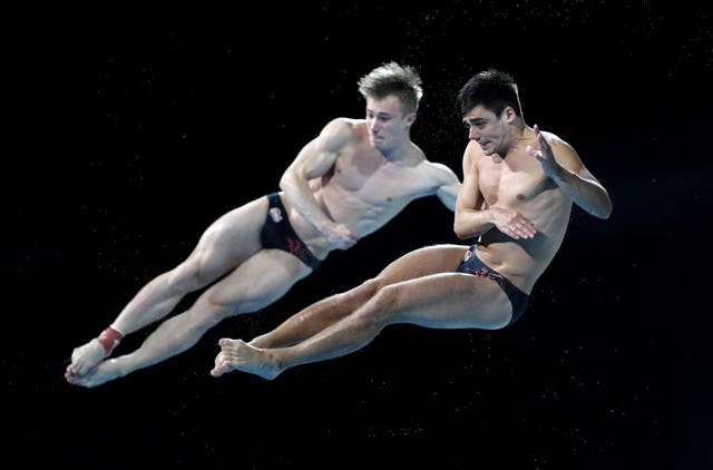 Jack Laugher, left, and Chris Mears claimed gold in the synchronised 3m springboard event