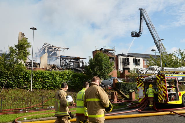 Firefighters at the scene of the blaze